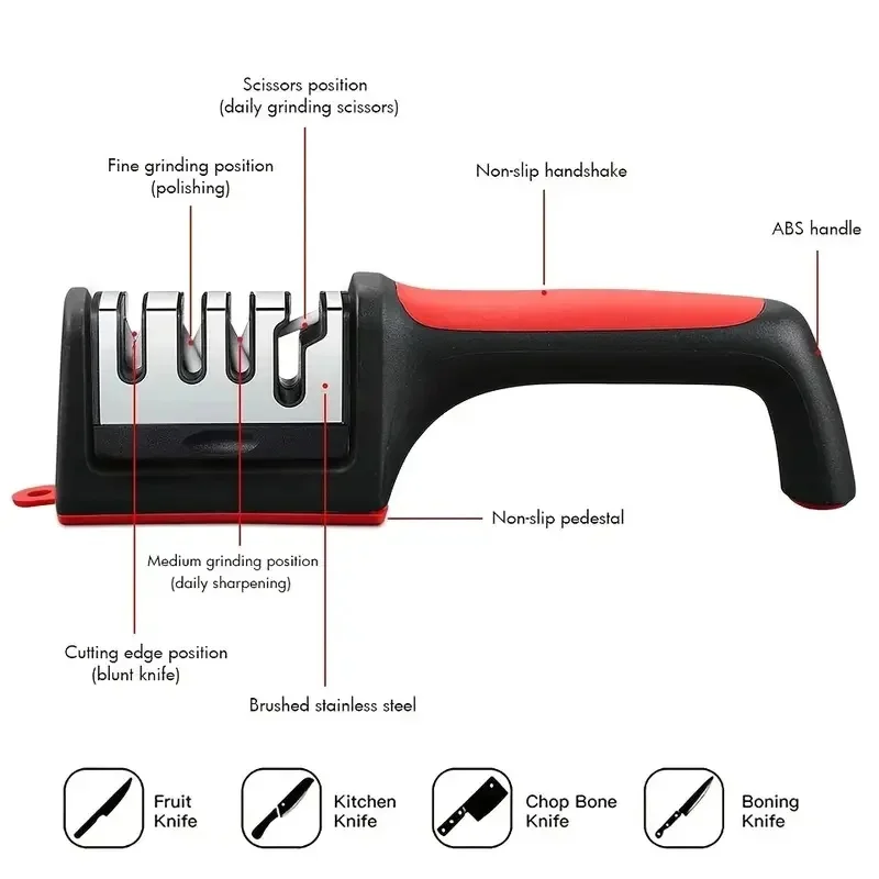Knife Sharpener 4 Stages Multifunctional Portable for Outdoor Camping Household Kitchen Gadgets