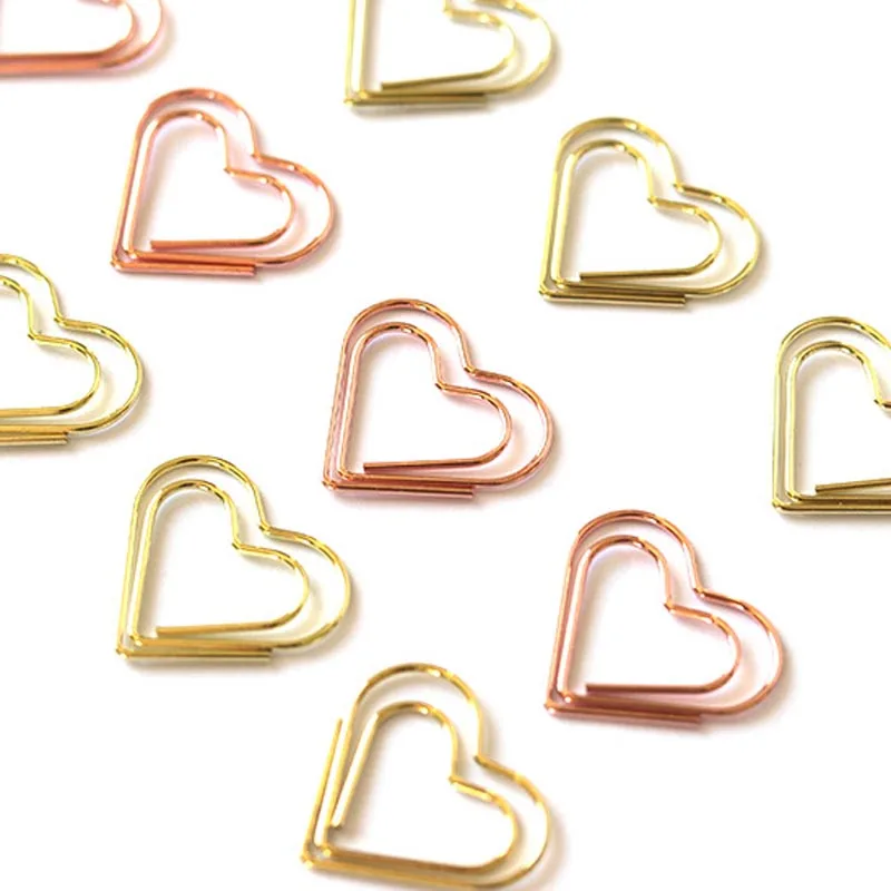 

20pcs 25x23mm Heart Metal Paper Clips Photo Office Memo Paper Peg Stationery Bookmark Color Envelope Mail Message Book Folder