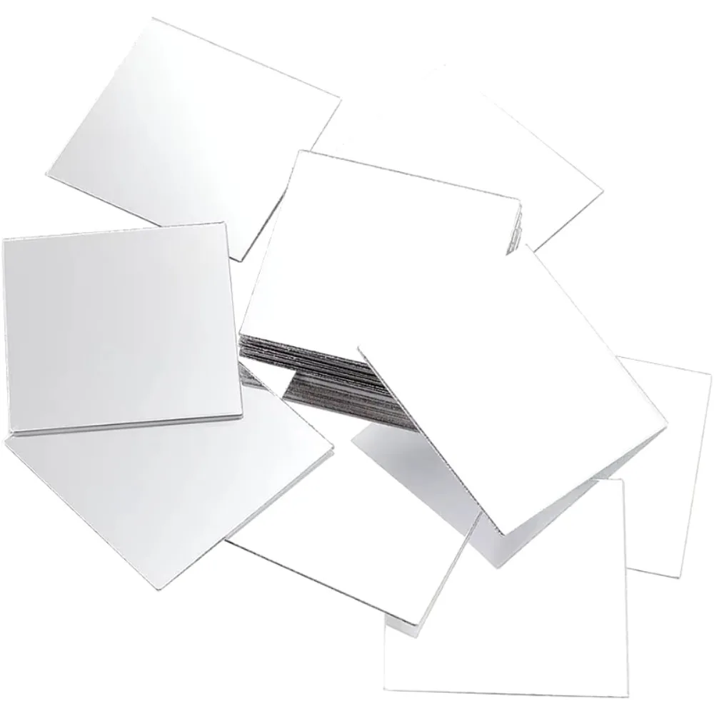 50 Stück Mini Quadratische 5cm/4cm Acryl-Spiegel-Aufkleber Selbstklebende Sticker für Wand Badezimmer DIY Heimdekoration Bastelarbeiten Dekorationen – Detail 6