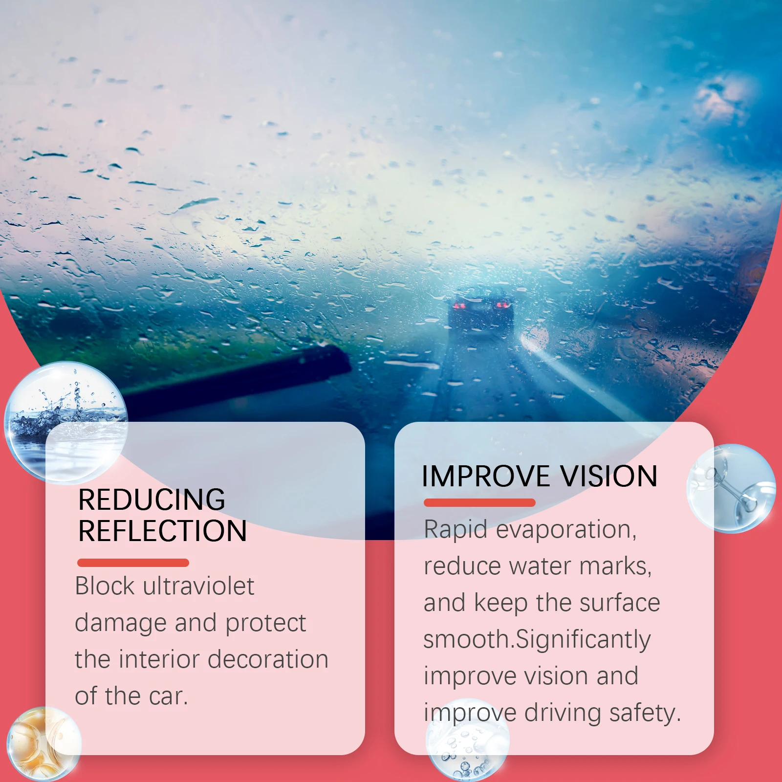 Car Glass Cleaner Oil Film Remover Hydrophobic Coating for Windshield Clear Window Auto Detailing Tool