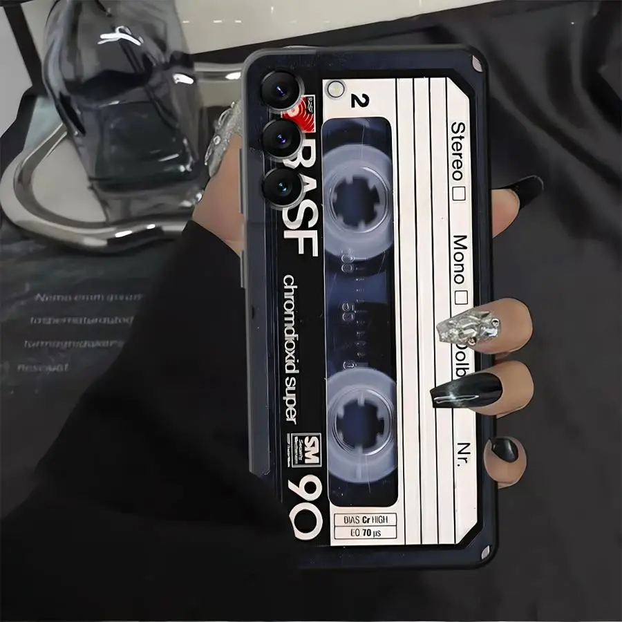 Vintage-Style Black Cassette Tape Phone Cover Case
