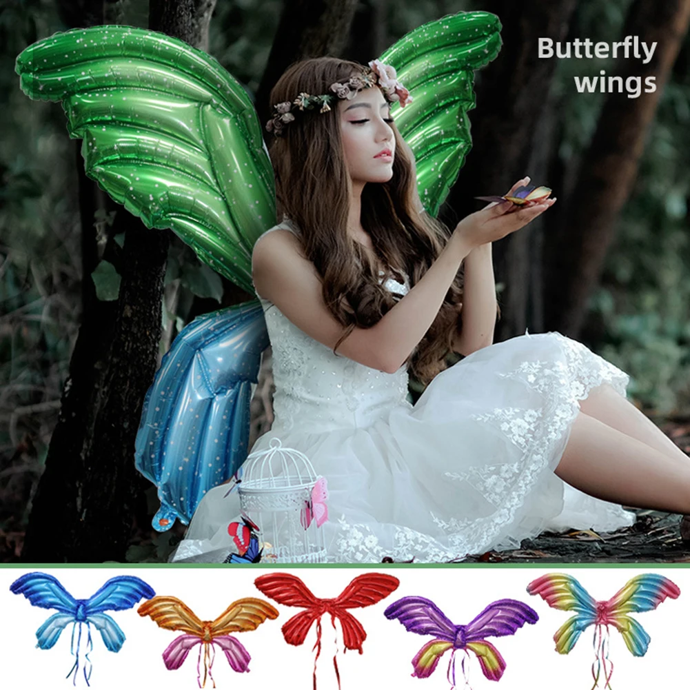 

New Back Hanging Butterfly Wing Aluminum Film Balloon Baby Children's Day Wing Toy Balloon Wedding Birthday Party Supplies
