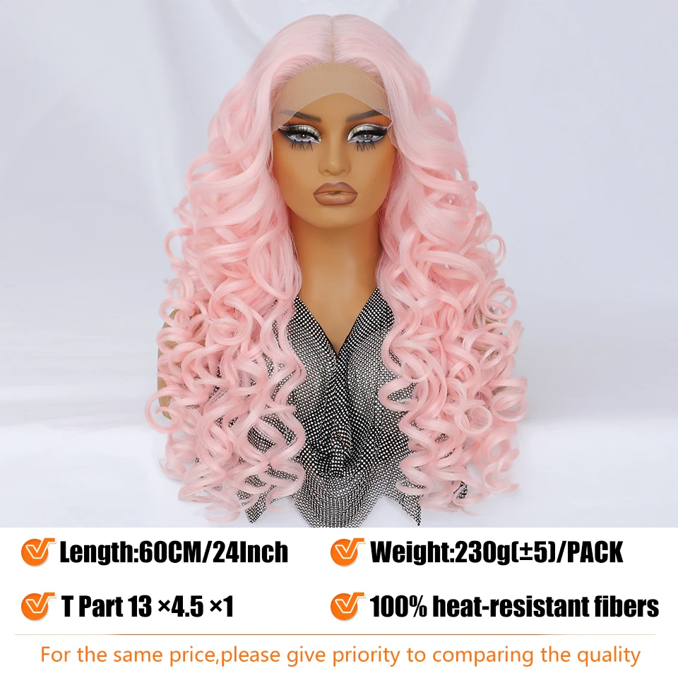 Lace Front Wig 24 Inch Curly Synthetic Blonde Orange Female 13X4X1 For Black Women Cosplay Hair Daily Use