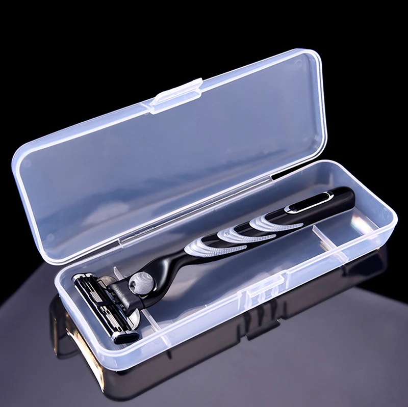 Razor Storage Box Men Universal Shaver Storage Box Handle Full Transparent Plastic Case Razor Boxs Eco-Friendly PP Shaving