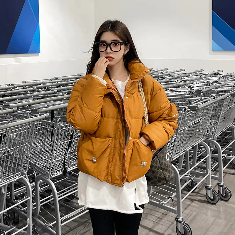 

TFETTERS Brand Winter Jacket for Women Solid Color Short Outerwear Coats Women 2024 Autumn Casual Turn-Down Collar Women Clothes