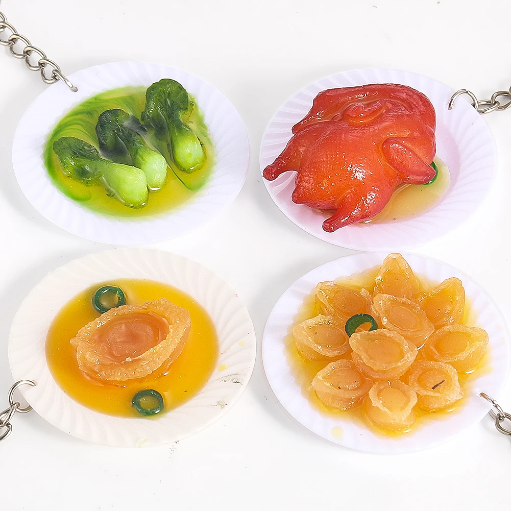 Neue Simulation Lebensmittel Schlüssel anhänger gegrillt Huhn Bok Choy Abalone Schlüssel bund Auto Schlüssel ring Rucksack Mini Charme Spaß Schmuck Geschenke