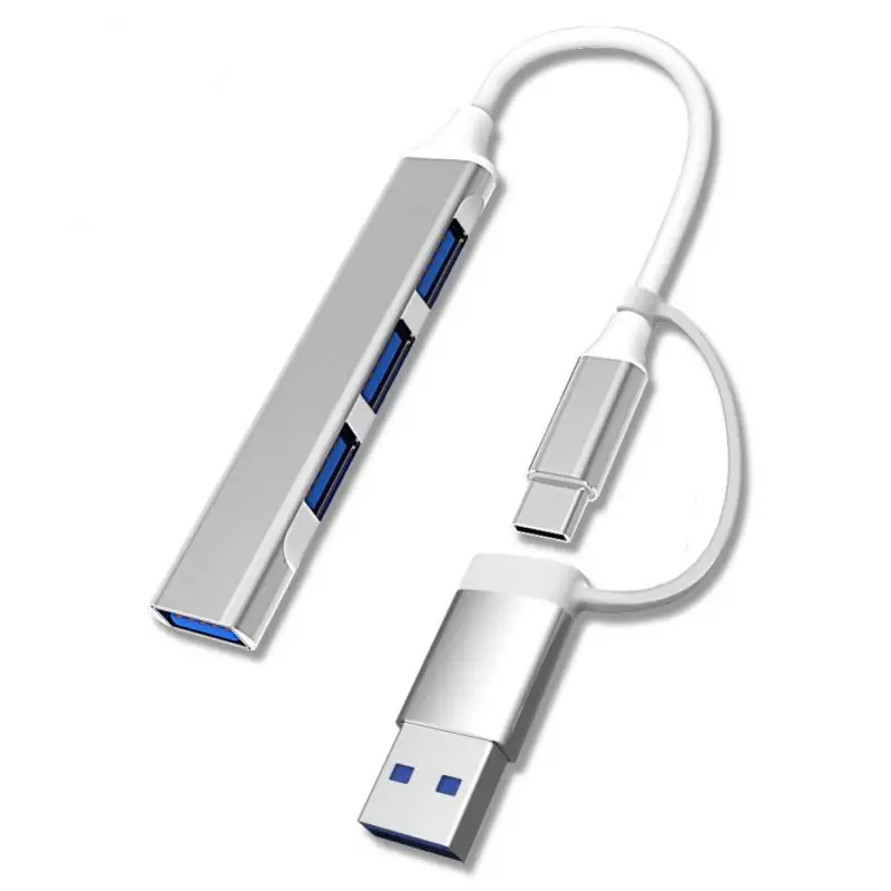 맥북 알루미늄용 멀티 스플리터 어댑터 OTG, C타입 + USB 허브 독 3.0, USB 3.0 2.0 허브, 4 포트, 1 개, 2 개, 3 개