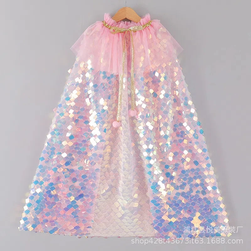 Halloween Cape Sequins Round Neck Princess Cape Children's Accessories Children's Clothing Summer Princess Series