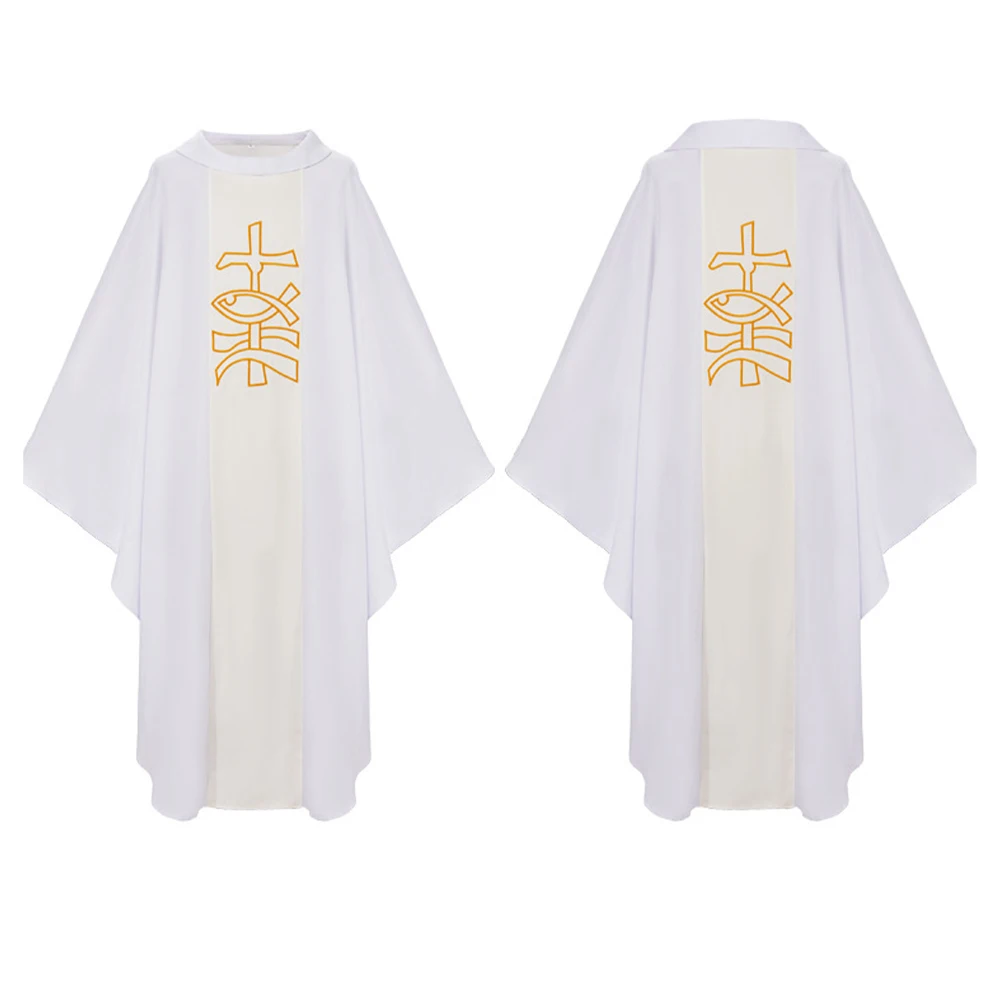 Abito da Sacerdote, Veste Religiosa Cattolica, Mantello da Pastore Cristo, Veste da Massa per Uomo, Abito Stampato, Costumi di Halloween - immagine 5