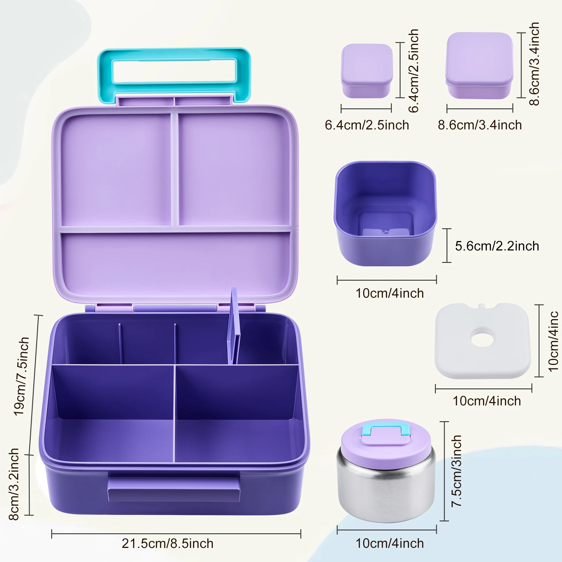 Kids' Bento Lunch Box Set with Leak-Proof Food and Snack Containers