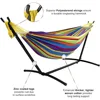 Double Hammock with Stand Capacity Steel Stand, Premium Carry Bag Included and Two Anti Roll Balance Beam, Hammocks 5