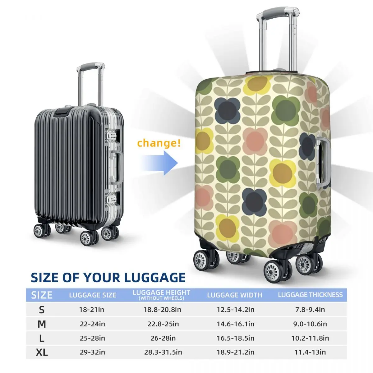 Orla Kiely Suitcase Cover Flower Print Travel Flight Practical Luggage Accesories Protection