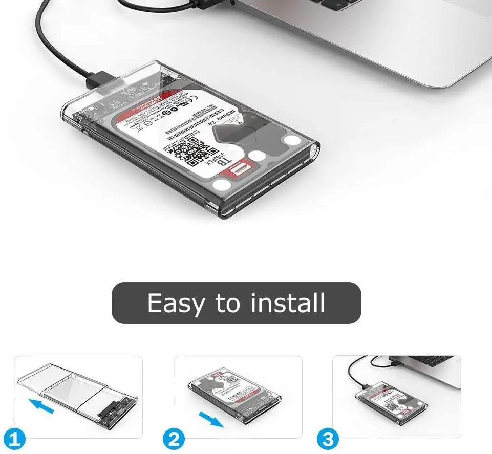 CŸ USB 3.1 SATA ǻ  ϵ ̺ ũ HDD Ŭ, 2.5 ġ 9.5mm ϵ ũ SSD ڽ, ִ 5TB 