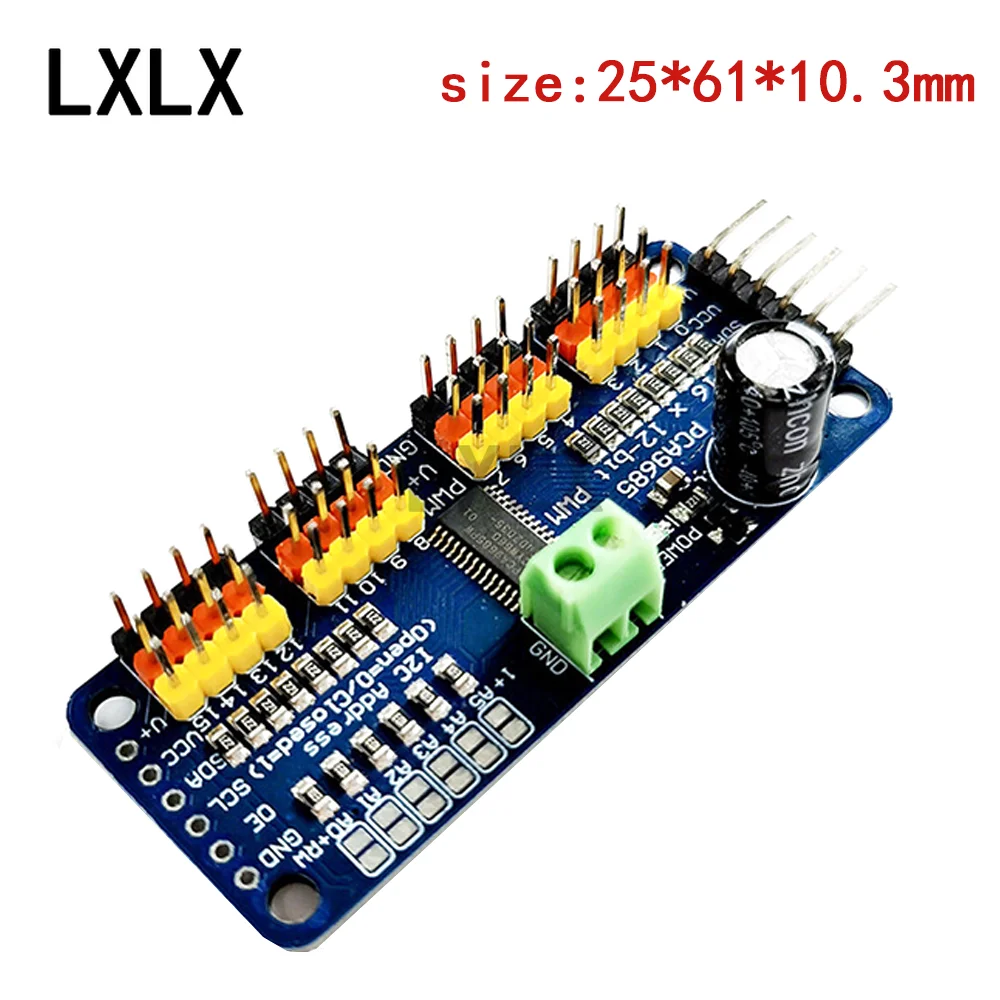 

1PCS PCA9685 16-way PWM Servo Driver Board Robot Controller IIC Interface Driver Module 9685