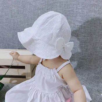 2022 New Spring Summer Outdoor Baby Girls Hat Lace Bowknot fisherman hat Baby Sun Hat Kids Sun Caps Toddler Sunscreen Cap 1