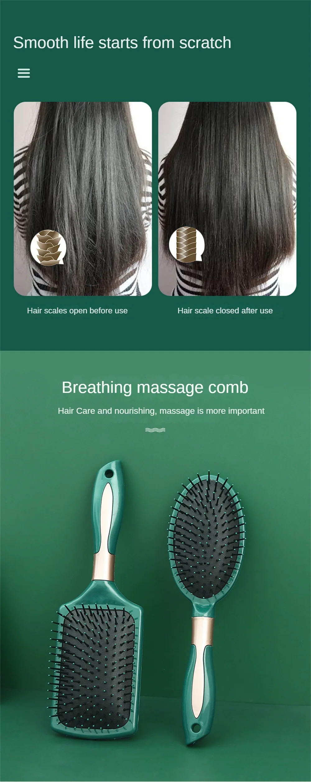 Description Picture 3 of itemScalp Massage Head Massager Hairdressing Styling Tools Anti-static Comb Hair Comb Hair Brush Scalp Massage Comb