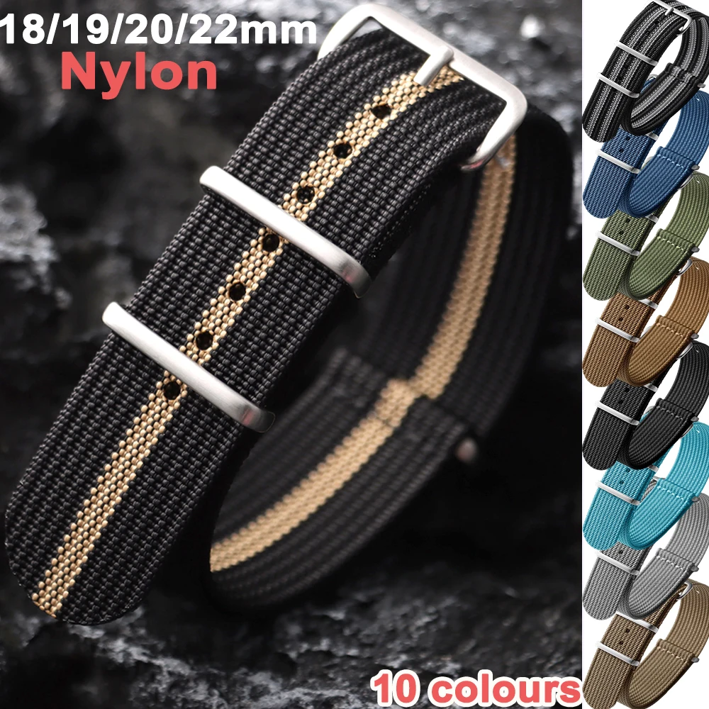 세이코 오메가 밀리터리 밴드용 골지 나일론 시계줄 손목 18mm 19mm 20mm 22mm 전통 시계 스트랩 남녀 공용 팔찌