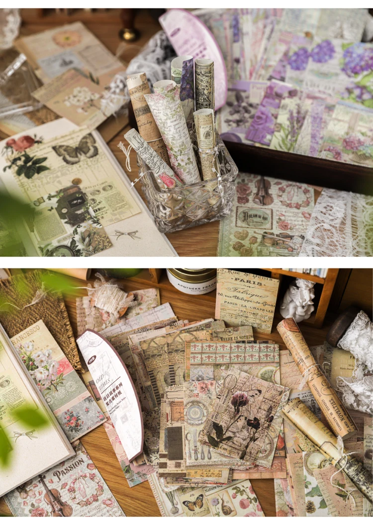 Yoofun 100 teile/los Vintage Große größe Scrapbooking Material Papier Dekorative Tagebuch Album Hintergrund papier Diy Junk Journal diy – Detail 7
