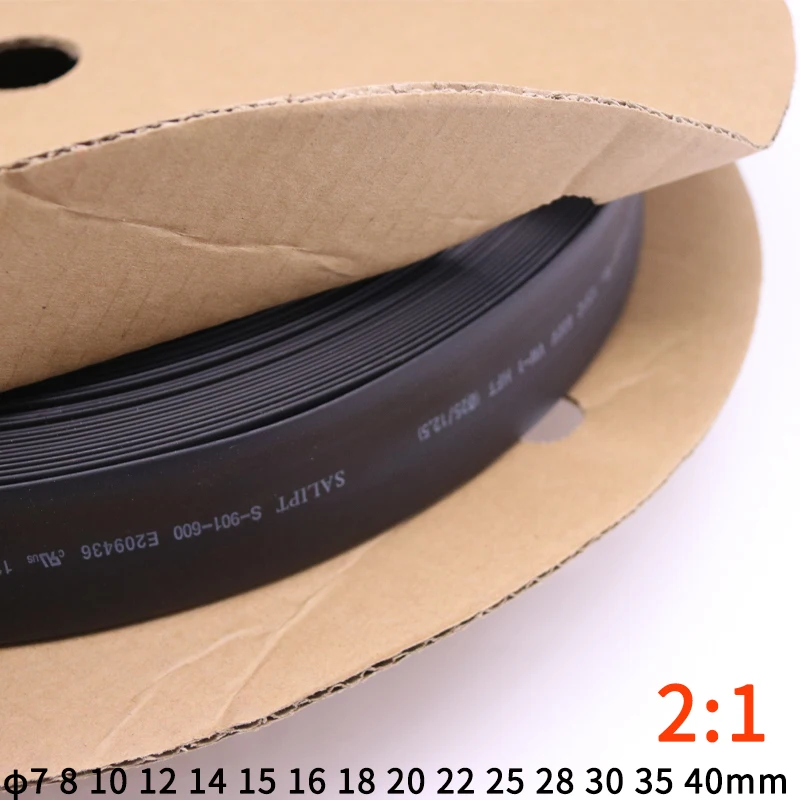 Manguito Termorretráctil 2:1 De Poliolefina, 25 Pies, 1/2", Negro, UL - Para Proteger Cables