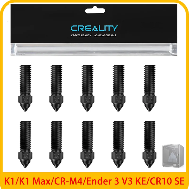 Offizielle Creality K1/K1 Max/Ender3 V3 KE Gehärtete Stahldüsen, Hochgeschwindigkeits-Druck- und Hochdurchsatz-Extruderdüsen für CR-10 SE