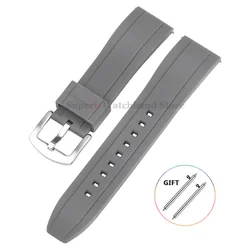 Universal Waterproof Sport Silicone Watch Band with Quick Release - Rubber Strap - Black Buckle (Grey)