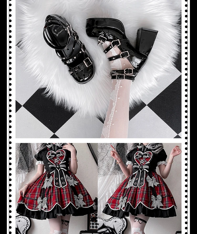 Original Punk Style Women's Paltform Leather Shoes Spring Sweet Cool Hot Girl Lolita High Heels Y2K Asian Culture Mary Jane