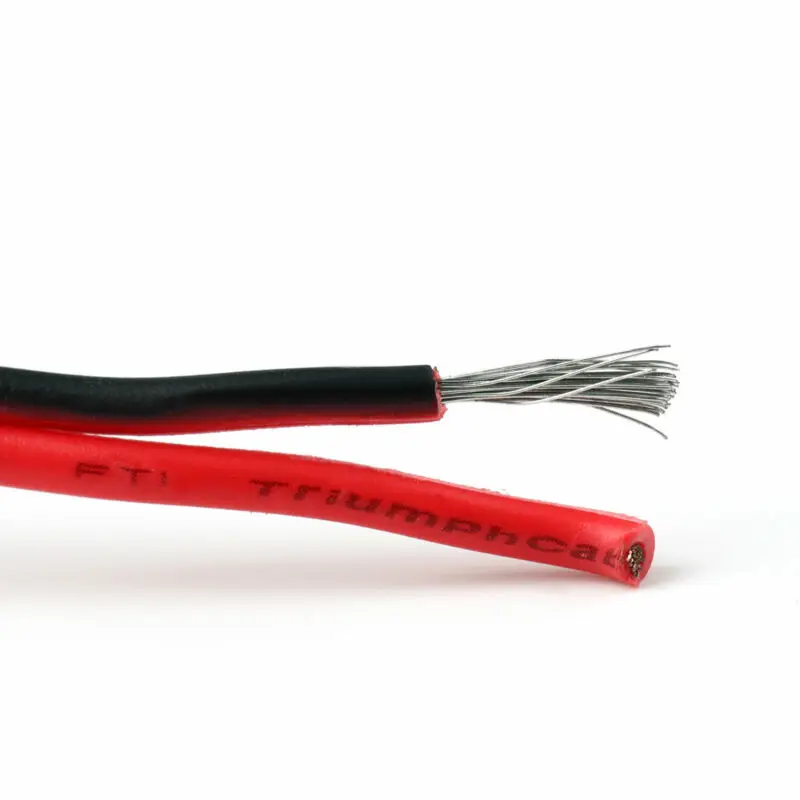 16 18 20 22 24 26 AWG 2Pins Copper Wire  DIY LED Lamp Connector Red & Black Flat Ribbon Cable 300V 80C