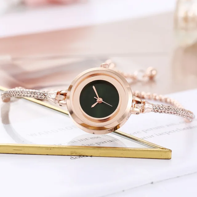 Reloj de pulsera para mujer a la moda, pulsera dorada, esfera