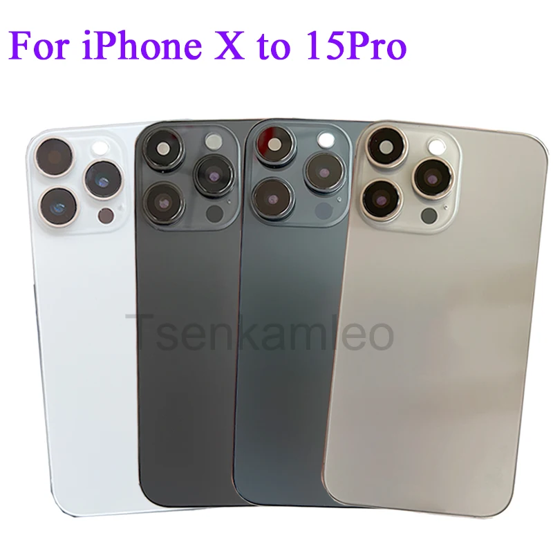 

Большая камера для iPhone X как 15 Pro задняя крышка корпус батарея средняя рамка запасные части наборы + лоток для SIM-карты + боковой ключ + Инструменты