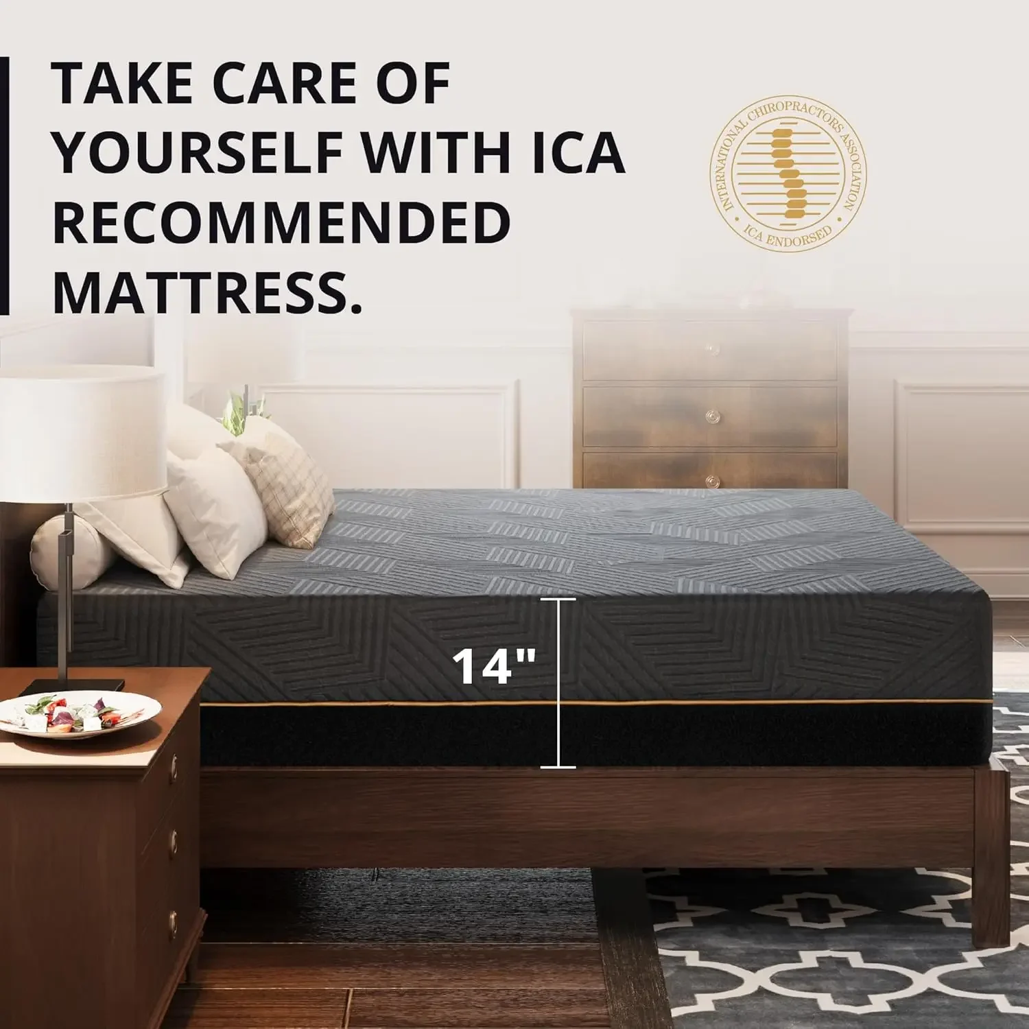 14 inch Firm Queen Mattress, Memory Foam Mattress with Cooling Cover, Bed in a Box, 3
