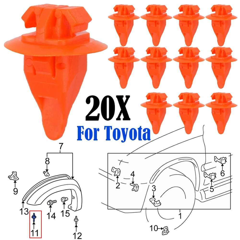 20pcs Fender Wheel Flare Moulding Clips Retainer Fasteners For Toyota