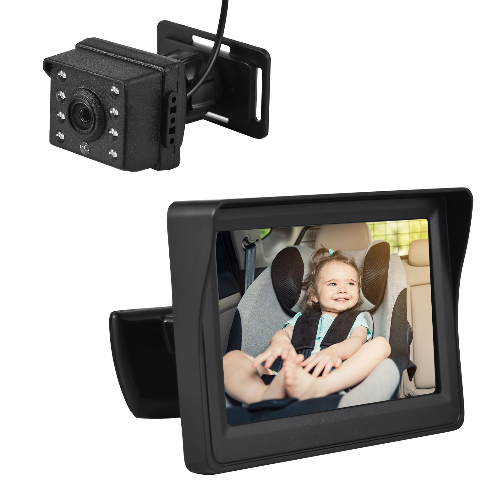 Baby Car Monitor 720P/1080P Monitor Camera for Baby Rear Facing Seat 4.3 inch 150&deg; Wide View Night Vision Seat Mirror Display