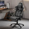 Ergonomic Gaming Chair with Footrest, Comfortable Headrest and Lumbar Support, 4D Armrests Computer Chair for Adults, Pu Leather 2