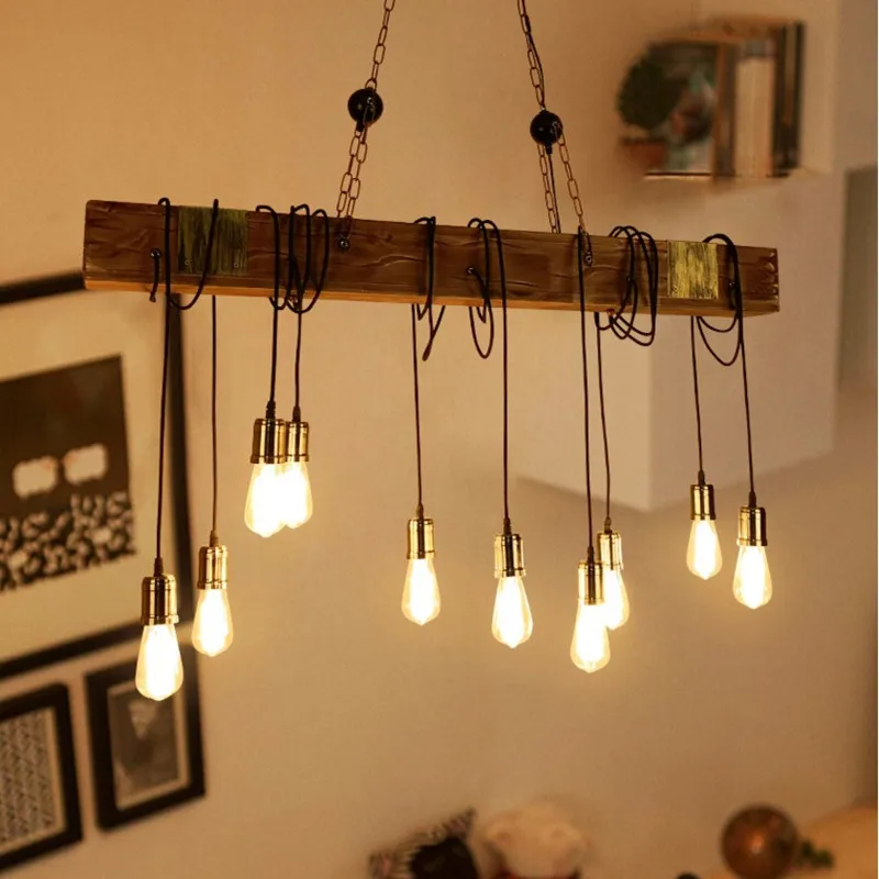 

American Retro Ship Restaurant Cafe Rreative Bar Hotel Bar Personality Wood Art Industrial Wind Chandelier