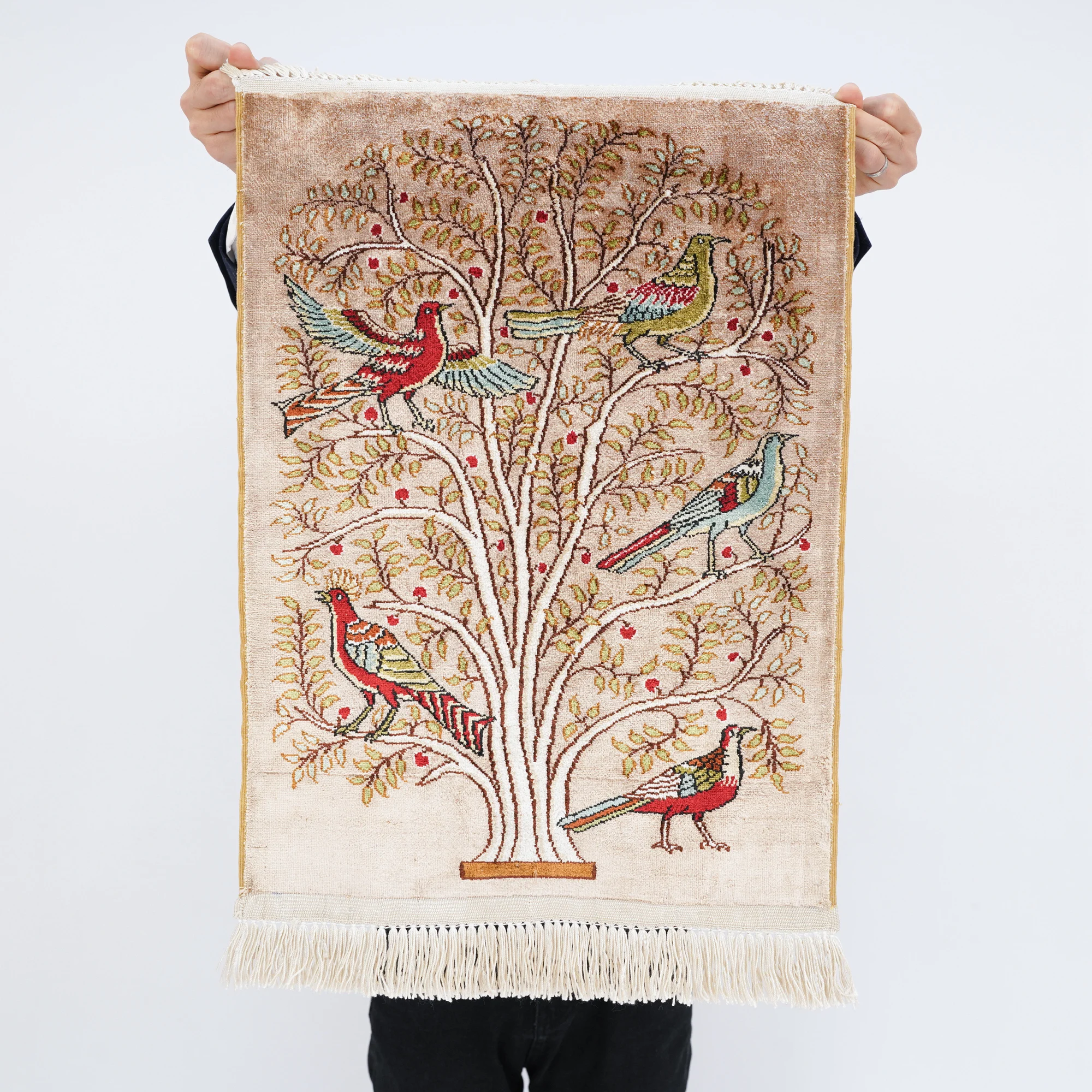 

37x52cm 300L Handknotted Silk Carpet Tree of Life Luxury Tapestry (LH692A)
