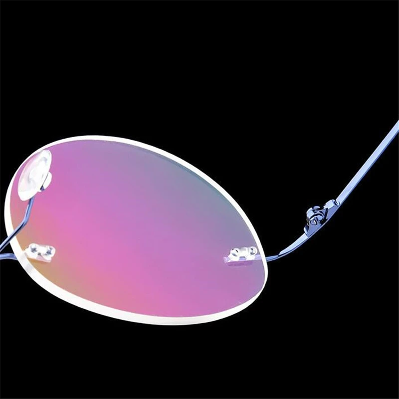 Titanium Alloy Framless Round Myopia Glasses Finished Women Men Ultra-light Rimless Prescription Eyeglasses 0 -0.5 -0.75 To -6.0 5