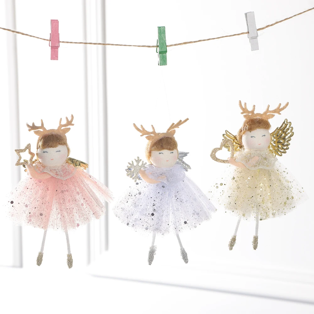 

Christmas Dolls Angel Santa Claus Pendant Ornaments Christmas Tree Decorations for Home Kids Natal Gift Craft New Year 2023 Noel