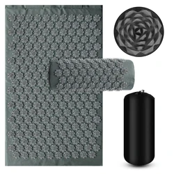 Nonslip Acupressure Yoga Cushion with Sensi Massage Body Mat and Needle Foot Massager Pillow (3PCS Lotus Gray)