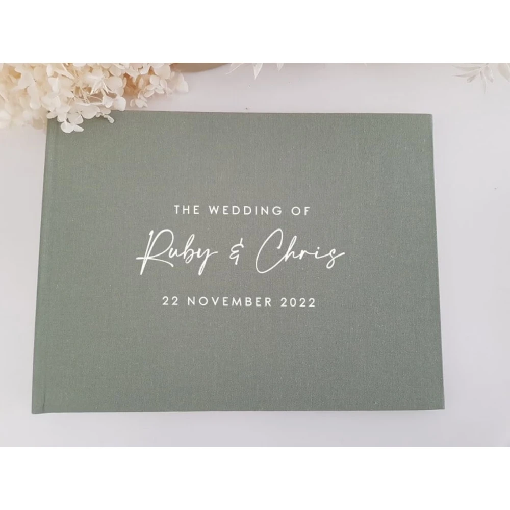 PersonalisedWeddingLinenGuestbookCustomMadeEngagementJournal