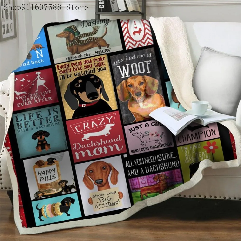 

Dachshund Bulldog Koki Dog Blankets Animal Cartoon Plush Throw Blankets Bedspread Winter Sofa Bed Cover for Kids Children Gift