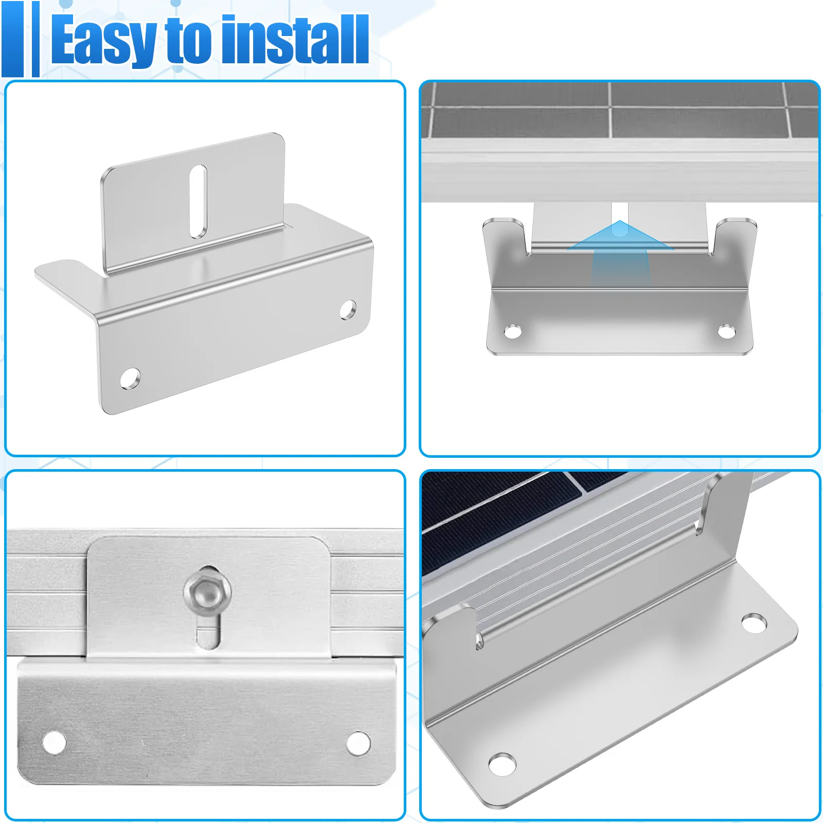 Solar Panel Z Bracket Mount folding shelf bracket shelf bracket tv wall mount bracket Lightweight Anodized Aluminum Mounting Brackets For RVs Trailers Vans Campers Boats Walls 8PCS/Set