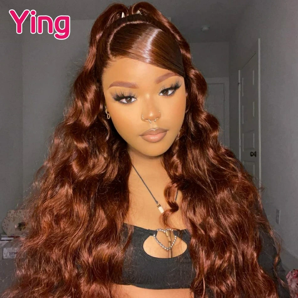 Ying Brazilian 34 Inches 12A 200% Chestnut Brown Colored Body Wave 13x4 Glueless Wigs Human Hair 13x6 Lace Front Wig PrePlucked