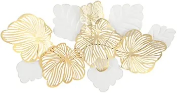 3D Metal Wall Decor Art Leaves Modern Home Sculptures "Gold Flower Blooming" Handmade Wall Hanging Artwork Decoration 2