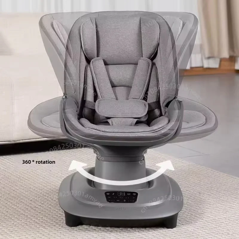 Sedia elettrica lenitiva per bambini Sedia a dondolo di lusso per bambini collegabile all'APP 360 ° Sedia a dondolo girevole per bambini con schienale regolabile - immagine 4