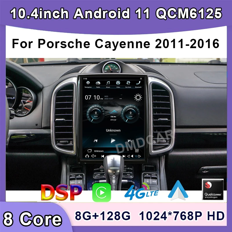 

10.4'' Qualcomm 8+128G Screen Car Radio GPS Navigation for Porsche Cayenne 2011-2016 Multimedia Player DSP Carplay Android auto