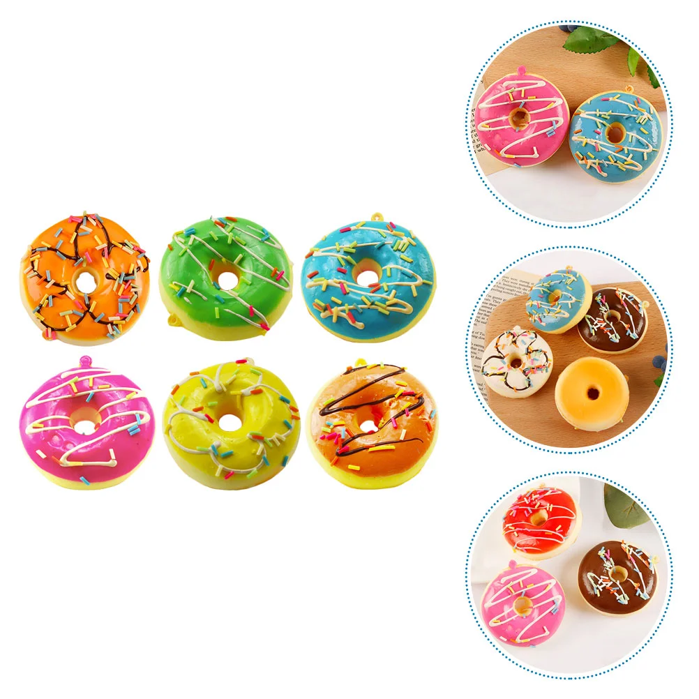 

6 Pcs Pu Donut Artificial Dummy Foods Fake Cake Doughnuts Cakes Desserts Stuffed Toy Faux Donuts Props Party Model Child Soft