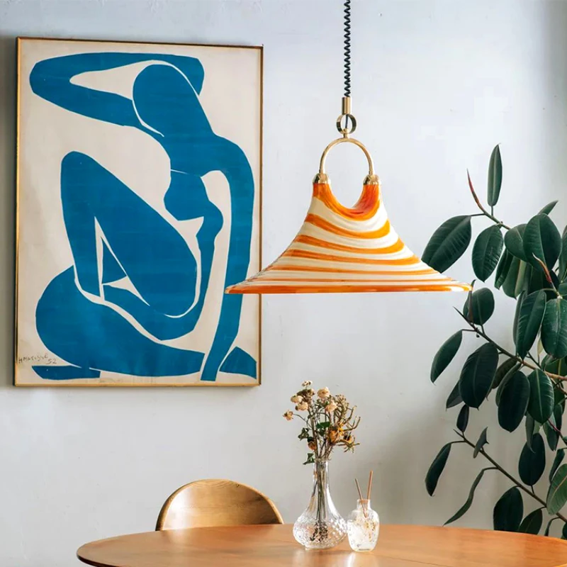 

Harvest corner painted chandelier retro gradual change texture retractable brass restaurant light