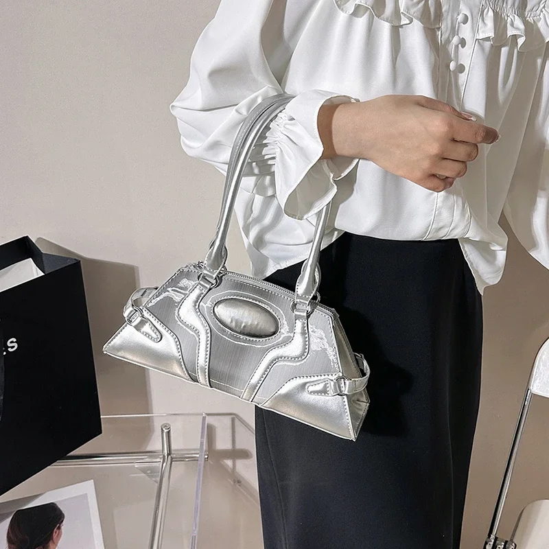 

Classic Armpit Shoulder Bag Fashion Silvery Evening Clutch Bag Handbag 2024 Women Designer Bag Brand Female Sling Shoulder Bag