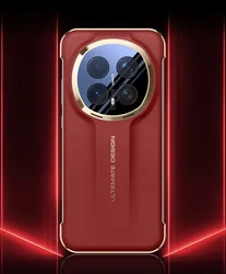 Luxury Leather Case with Ultra - Thin Plated Frame and Lens Protection for Honor Magic8 (Red)