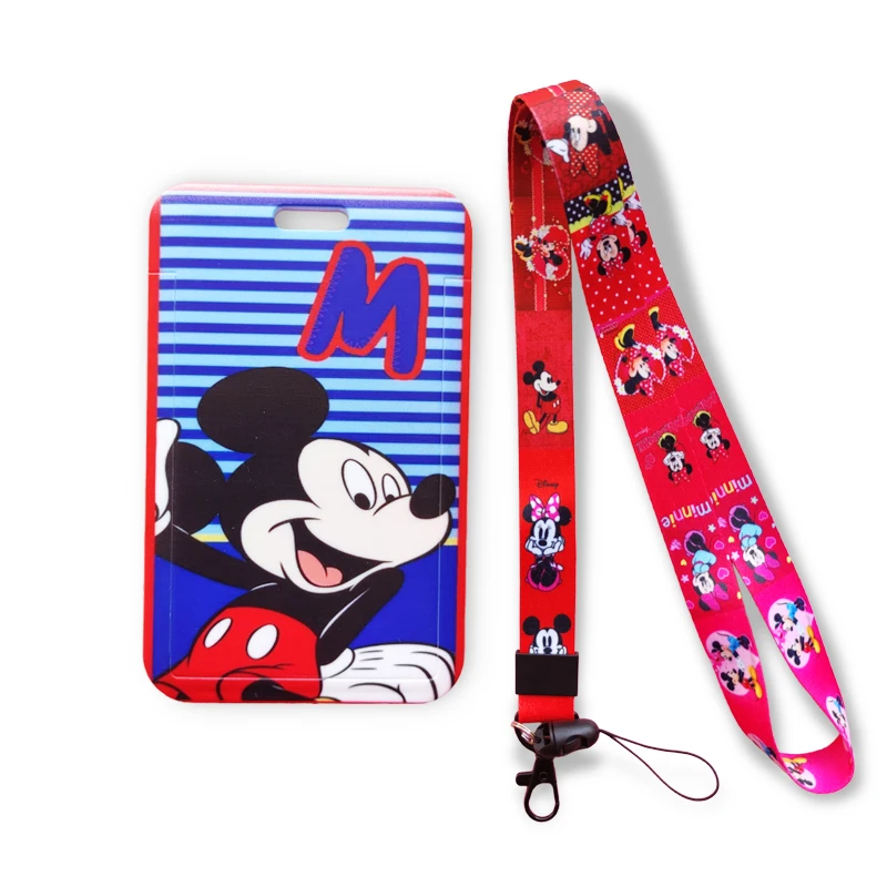 

Disney Mickey Minnie Girls Name Card Case Lanyard ID Badge Holder Bus Pass Case Cover Slip Bank Credit Card Holder Strap Card